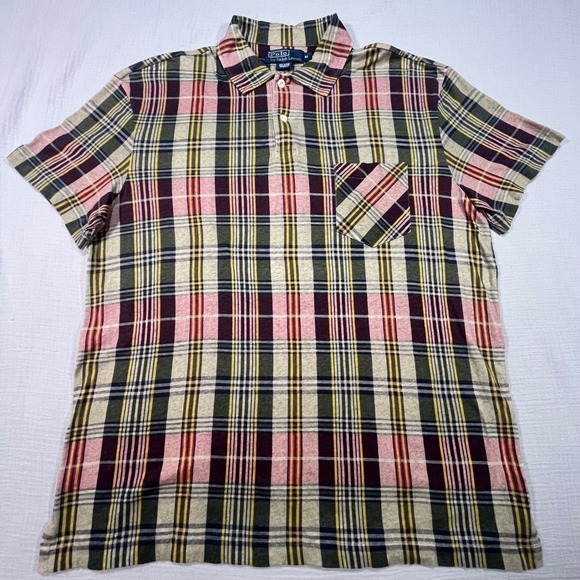 Polo Ralph Lauren Other - Vtg Polo Ralph Lauren Plaid Single Stitch Shirt Short‎ Sleeve Cotton Size Medium